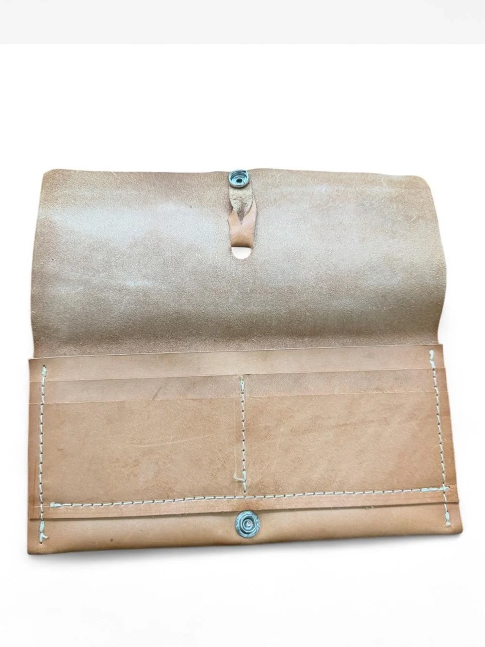 Salty Western Handmade in Hawaii Tan Leather Long Snap Wallet / Envelope Clutch